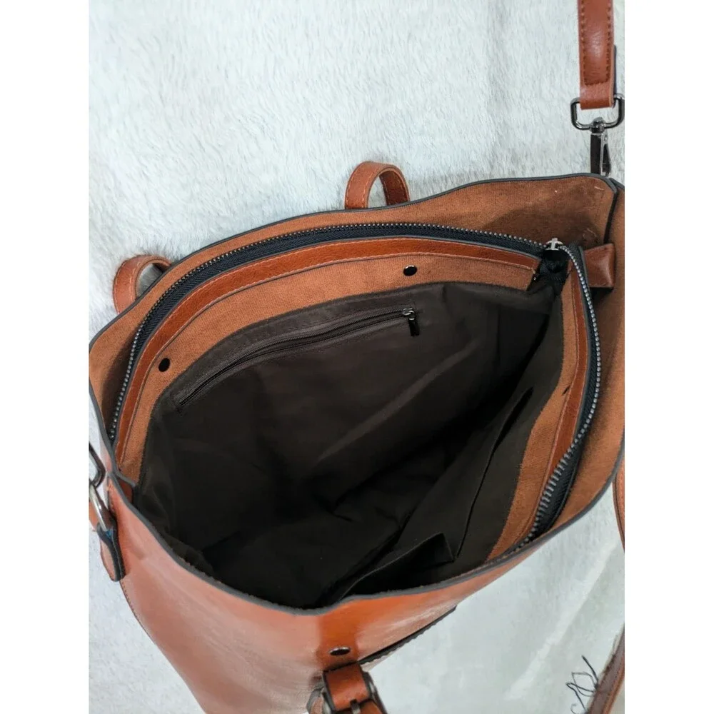 Women's Unbranded Faux Leather Tote Purse - Crossbody Or Short Handles